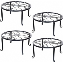 Lot de 4 supports en métal pour pots de fleurs, supports ronds noirs pour jardin d'intérieur, balcon, décoration intérieure