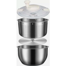 Centrífuga de salada e lavadora de vegetais de aço inoxidável de 6 litros com tampa, tigela de secagem de cozinha durável para uso doméstico
