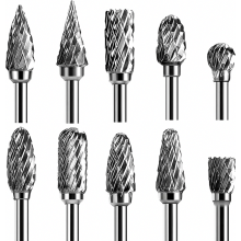 Tungsten Carbide Burr Set, 10-Piece Double Cut Burrs with 3mm Shank for Grinding, Carving, Metal Polishing, Engraving an
