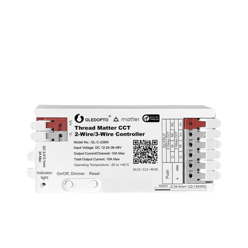 GLEDOPTO Thread Matter CCT 2/3-Wire  LED Strip Controller RGB LED Light Strip Dimmer Voice Control WiFi App Remote Timer