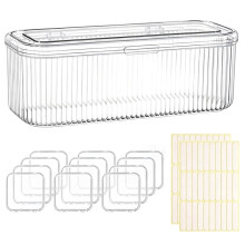 Press Nail Organizer, 12pcs Clear Storage Box with Double-Sided Tapes for Nail Art Display Classification Organizer