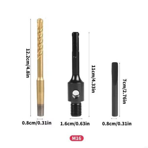 SDS to M16 Spindle Adapter Set - 3pc Effective Shaft Components for Grinding Machines & Rotary Tools 2