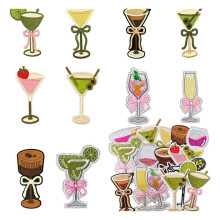 16 PCS Cocktail Iron Patches, Embroidered Cocktail Patch Set for Clothing & Accessories Iron- Patch