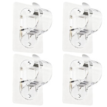 4pcs Heavy Duty Adhesive Curtain Rod Holders - No-Drill Stick- Hooks for Curtains, Drapes, and Blinds