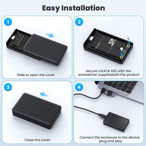 Extern Hårddisklåda MSATA Till USB 3.1 SSD-Låda 6 Gbps Lagringsfodraladapter för 3050 MSATA HD-Hårddisk 1