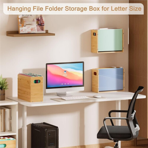 2pcs Acrylic Wall File Organizer - Stylish Hanging File Folder Organizer with Bamboo Base 1