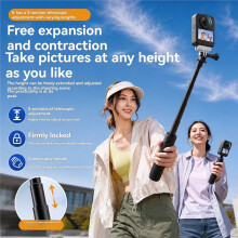 For Insta 360 X6 Retractable Invisible Selfie Stick Tripod 1/4 Screw Sports Camera Selfie Rod