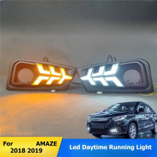 LED Daytime Running Light for Amaze 2018 2019 Dymanic Turn Signal Fog Lamp Accessories