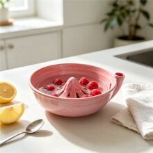 Ceramic Berry Bowl Colander with Drainage Fruit Washer Spinner 360 Degree Rotating for Home Kitchen Cleaning D