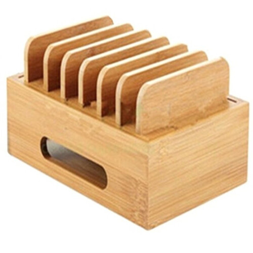 Supporto da Scrivania In Bambù,  Capacità, Dock Station Organizer per Tablet e Telefoni, Supporto In Legno 1