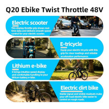 1 Pair Full Twist Throttle for Ridstar Q20/Q20Lite/Q20Pro/H20/H26Pro/H20 Ebike, LCD Display & Key Lock