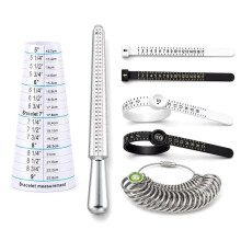 7-Teiliges Schmuck-- und Armband-Größenmessset: Ringdorn Aus Legierung, Fingerlehre Aus Metall, Verstellbarer Ringgrößenmesser, Gürtel- und