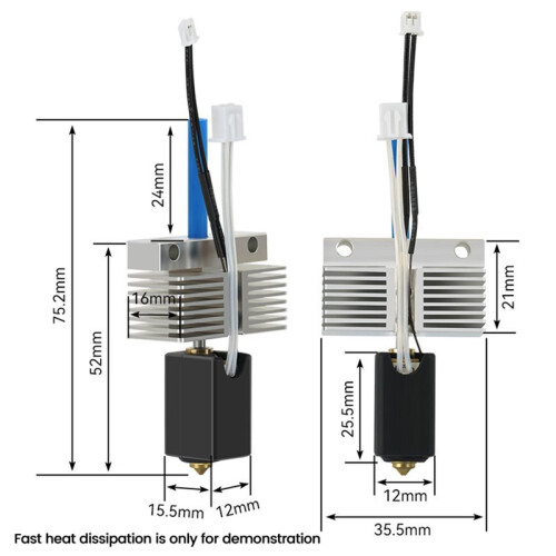 2PCS Hotend Kit 24V 80W for  Neptune 4  / 4 Max 3D Printer, High-Temperature Fast Heating, Without Heatsink 1