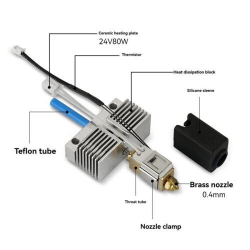 2PCS Hotend Kit 24V 80W for  Neptune 4  / 4 Max 3D Printer, High-Temperature Fast Heating, Without Heatsink 2