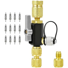 HVAC Valve Core Removal Tool Kit - Dual Valve Design for R22, R410A, R32, R134a Systems Valve Core Remover Installer