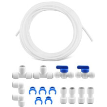 10 Raccords de Tube de 5/16 Po de Diamètre Extérieur + 32 Pi de Tuyau PE Compatibles avec les Systèmes de Filtration D'Eau par pour Osmose Inverse,