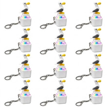 Lot de 12 Porte-Clés Mouettes Rechargeables, Jouets Anti-Stress avec Sons et Lumières LED Colorées, Gadget Mignon