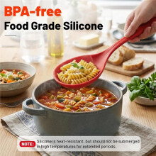 Large Slotted Spoon Silicone,Non Stick BPAFree Versatile Ladle Strainer Skimmer Spoon Macaroni Fusilli Pasta Strainer