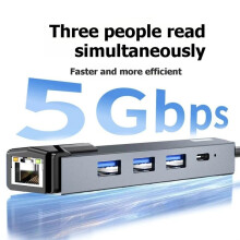 USB 3.0 zu RJ45 Ethernet-Adapter mit 3-Port-USB-Hub, 1000-Mbit/S-Gigabit-LAN-Netzwerkkarte, Hochgeschwindigkeits-Netzwerk-Extender