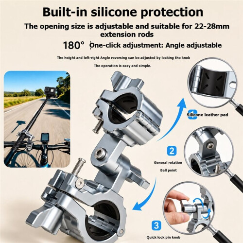 Dual- Aluminum Alloy Motorcycle Mount for  X6 Adjustable Riding Accessory
