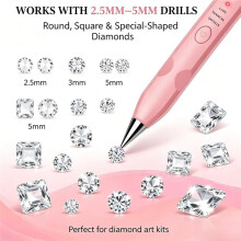 Elektrisches Diamantmalerei-Stiftset, Wiederaufladbarer Vakuum-Bohrstift mit 3 Modi, Einstellbarer Saugkraft und 4 Spitzen, Diamantkunstwerkzeug