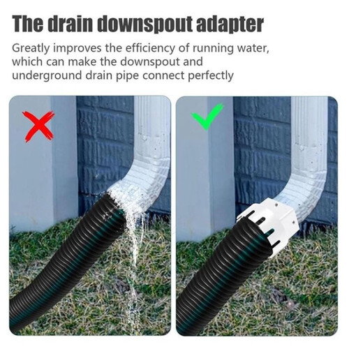 Adaptador de PVC para Calha de Chuva Externa para Tubo de Drenagem de 3x4 Polegadas, Conector Branco, Fácil Instalação