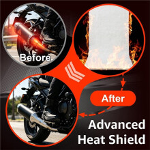Tapis D'Isolation pour Pot D'Échappement avec Attaches de Câble, Gaine Isolante pour Échappement de Motos 2 et 4 Temps, Quads et Motos Tout-Terrain