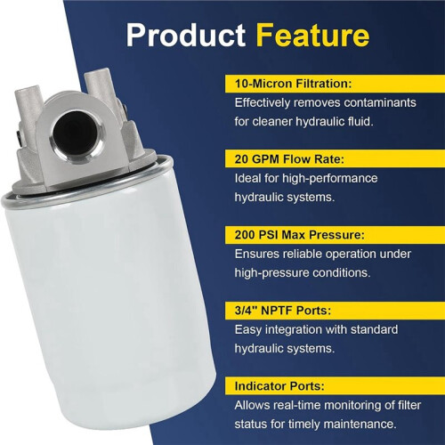 CP-752-10 Spin- Hydraulic Oil Filter Assembly,10- 20GPM 200PSI 3/4"NPTF Return  Filter Replace 221006 1
