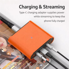 24Bit/192kHz Stereo Audio Capture Live Broadcast Adapter 3.5mm Live Dock Interface for Phone Live Stream Sound Card