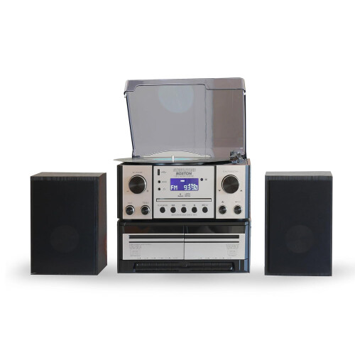 Steepletone Steepletone Boston 5 in 1 Music Centre Bluetooth Record Player CD Cassette Black 2