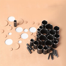 Conjunto de Matrizes de Perfuração Ocas Redondas de Aço para Corte de Couro Curtido Vegetal, Borracha, Cortiça, Lona e Papel.