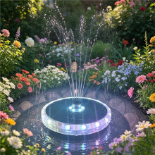 Pompe Solaire pour Fontaine à Eau avec Anneau Lumineux LED, Fontaine Flottante pour Bain D'Oiseaux, Bassin de Jardin ou Piscine