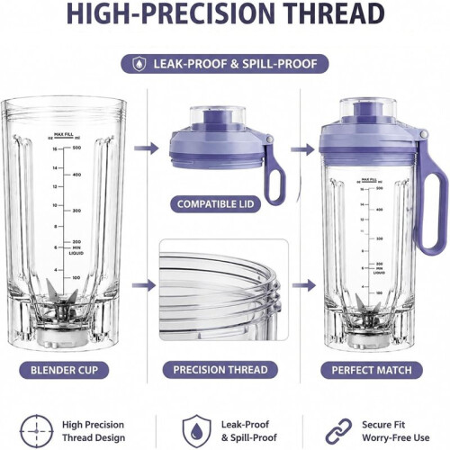 Replacement Cup for  Blast Max Portable Blender BC251, 22oz Crystal-Clear and Shatter-Resistant. 22oz Cup 2