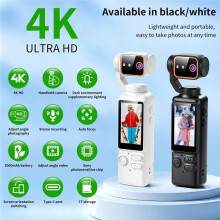 4K Action Camera 180 Rotate Lens Gimbal Camera 3000mAh Battery Built-in Flash Mic Travel Video Vlog Recorder Black