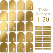 Gold Wedding Table Numbers 1-20 with Stands 5" X 7", Wedding Sign with Holder, for Wedding Reception,Anniversary,Banquet