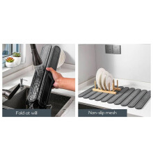 Tapis de Cuisine Pliable en Pierre, Séchage Rapide, Idéal pour la Vaisselle, les Verres et les Ustensiles de Cuisine.
