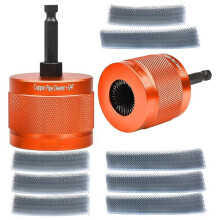 1/2" & 3/4" Copper Pipe Cleaner Set, Hex Shank Pipe Cleaning Tool with Replaceable Blades for Rust Stain Paint Removal