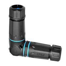 Złącze RJ45 IP68, Wodoodporne, Kątowe 90 Stopni, Adapter Ethernet, Montaż Panelowy, Żeńskie, do Zastosowań Zewnętrznych, Przemysłowe