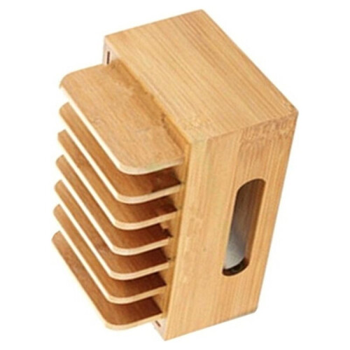 Supporto da Scrivania In Bambù,  Capacità, Dock Station Organizer per Tablet e Telefoni, Supporto In Legno 2
