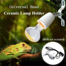 Reptile Heat Lamp Holder Ceramic Clamp Base 360 Rotating Adjustable Light Stand for Amphibian Terrarium Heating Bulbs