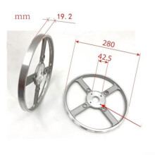 Exercise Bike Pulley Assembly Aluminum 280mm Dia X 19mm W X 6mm Bore, Smooth Low Noise for Belt-Driven Indoor Cycling