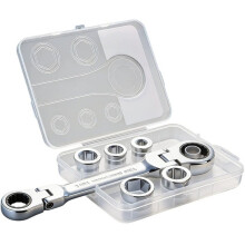 7 in 1 Go-Thru Ratcheting Wrench Set with Case, 72-Tooth Double Box End Metric Socket Set for Auto Motorcycle
