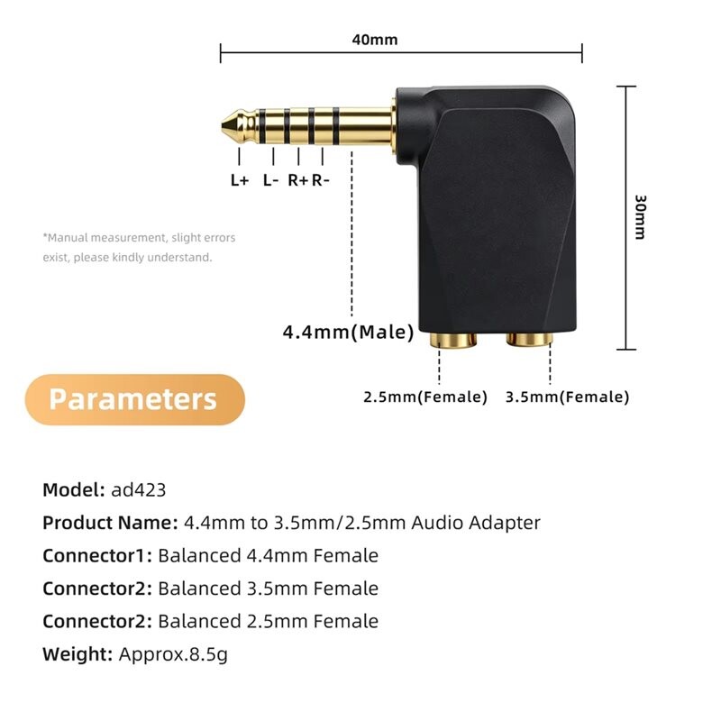 Audio Adapter 4.4mm Male to 3.5mm/2.5mm Female Balance Conversion ...
