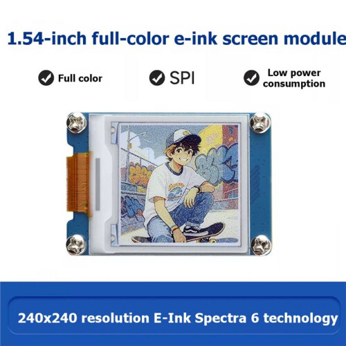 1.54inch E-Paper E6 Full-Color Electronic Ink Screen Module 240x240 Pixels SPI Interface with Driver Board