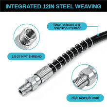 10PCS Grease Gun Coupler Kit, 90 Degree Tips,12" Flexible Hose Needle Nozzles Adapter for Farm Equipment