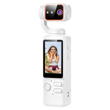4K Action Camera 180 Rotate Lens Gimbal Camera 3000mAh Battery Built-in Flash Mic Travel Video Vlog Recorder White
