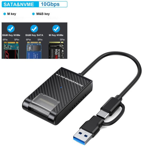 M2 Easy Drive Cable M.2 SSD Adapter Easy-Drive Cable NVME/ Dual-Protocol M.2 ToType-C+USB3.0 10Gbps SSD Adapter 2