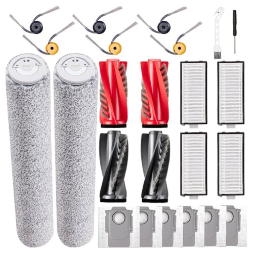 24 Pack Accessories Kit for  Qrevo Curv 2 Flow Robot Vacuum Main Side Brush Filter Mop Dust Bag Replacement 1
