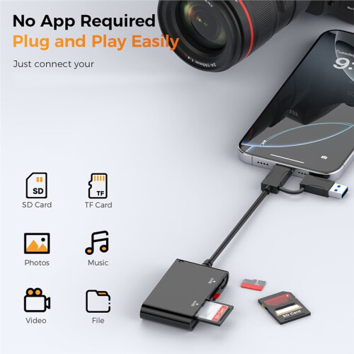 4-in-1 USB-C /TF Card Reader OTG Adapter for Phone, Camera, Laptop - High-Speed Data Transfer 2