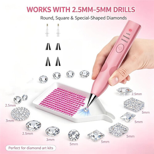 Electric  Kit, 3-Mode Adjustable Suction Rechargeable Vacuum Drill Pen with 4 Tips,Diamond Art Tool 2